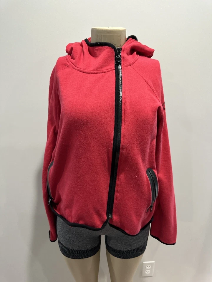 BCBG Hoodie Size Medium Black Pink Rhinestone  Studs Zip Up Sweatshirt Jacket - Image 2 of 4