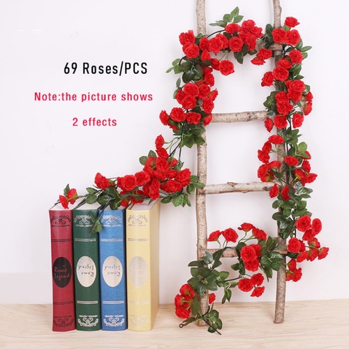 45/69 Heads Artificial Rose Flowers Fake Vine Ivy Hanging Garland Wedding Floral - Picture 5 of 27