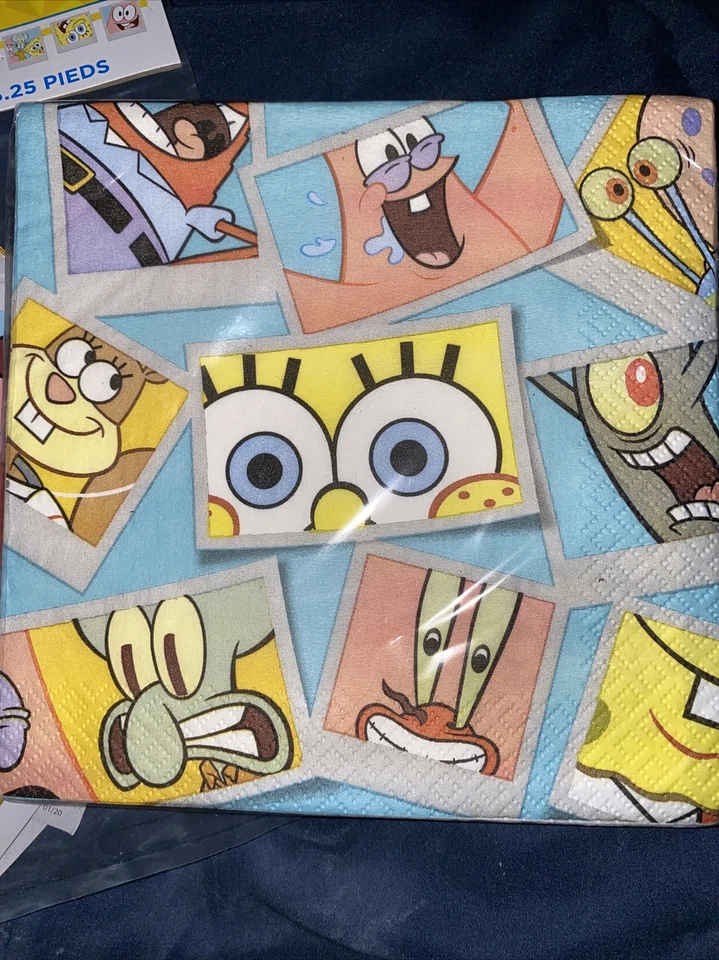 SPONGEBOB SQUAREPANTS Banner And Faces LUNCH NAPKINS (16) ~ Birthday Party - Image 3 of 4