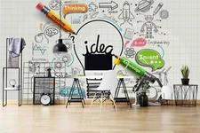 3D Idea Pattern Self-adhesive Removable Wallpaper Murals Wall Sticker FC
