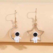 Astronaut Decor Star Moon Drop Earrings Asymmetric Fashion Earrings Ear Fashion