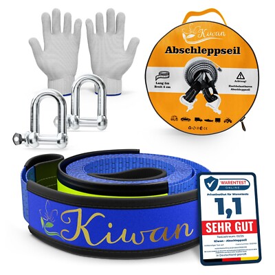 Kiwan Abschleppseil Offroad Set 10 T, 5M x 5CM   Abschleppgurt-Geprüfte Qualität