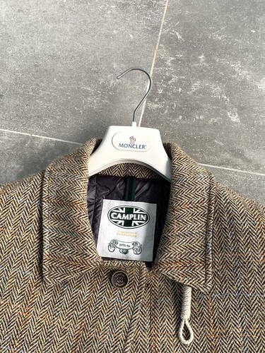 Men's CAMPLIN x HARRIS TWEED Tweed Hunting Shooting Jacket Trench Coat EU 52 L - Picture 11 of 24