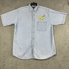 Vintage Jeff Gordon Snoopy Shirt Mens Large Denim Chase Authentics Nascar Button