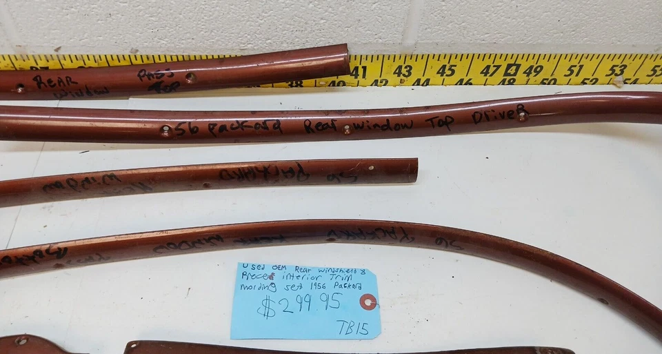 Juego de molduras interiores de 8 piezas parabrisas trasero Packard 1956 (TB15) usado OEM Foto 4 de 4