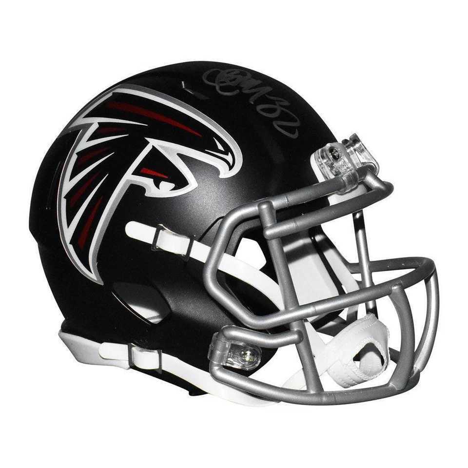 Casco de fútbol americano negro mini réplica de velocidad firmado por Jamal Anderson Atlanta Falcons - Foto 3 de 4