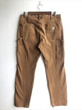 Carhartt Women's Straight Fit Carpenter Jeans 10 Tall Canvas Pants Brown Size