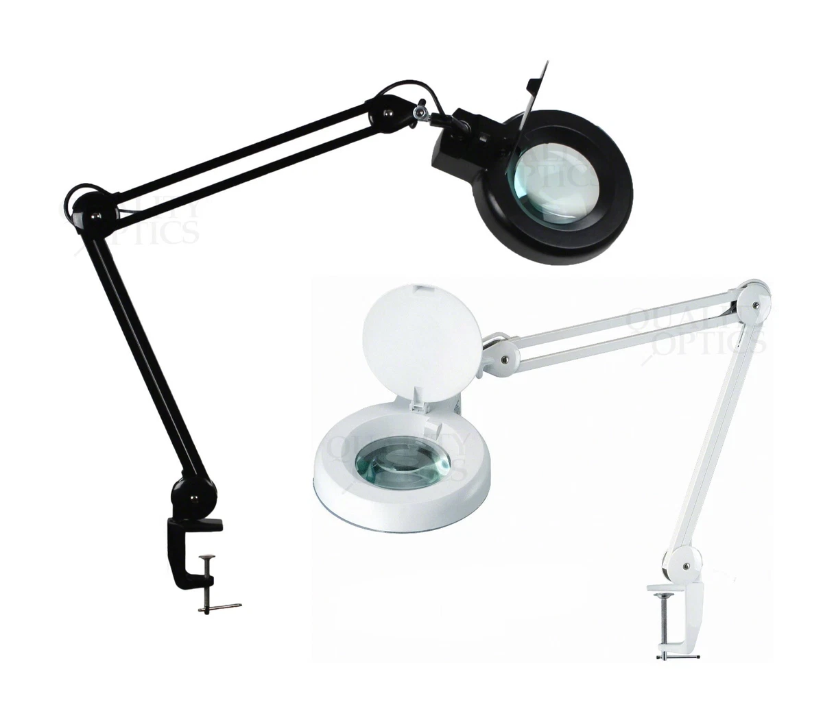 Quality Optics® LED Table Clamp Mount Magnifier Lamp Light Magnifying Glass  Lens