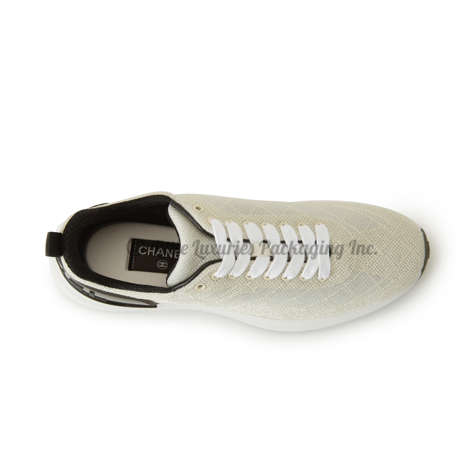 NEW IN BOX Authentic Chanel CC Gray Embroidered Mesh Trainers Sneakers Size 41 image 8