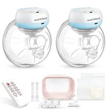 Electric Breast Pump Set 2 Wireless Wearable Pumps with 30 Levels & Remote