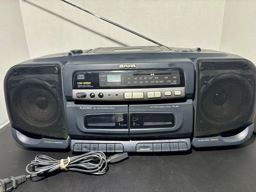 Aiwa CSD-SR510 Boombox Dual Cassette Rec CD AMFM Radio AC/DC Tested Vintage 90s