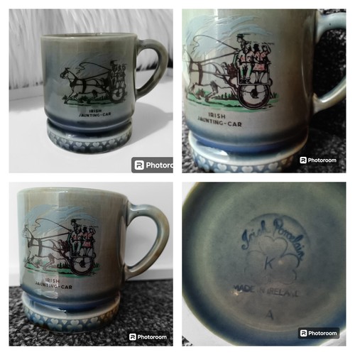 Wade Irish Porcelain Mug Jaunting Car Ireland Souvenir 1960's Small