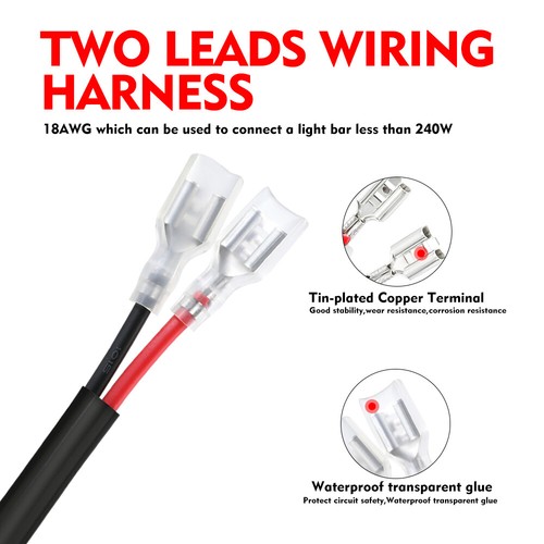 4-Lead LED Light Bar Wiring Harness Kit 12V 40A Fuse Relay Rocker Switch Offroad - 第 17/19 張圖片