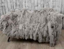 Luxury fox fur blanket throw. Real fur blanket