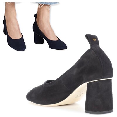 Tory Burch Heels Column Block Therese 65mm Black Suede Round Toe Womens 