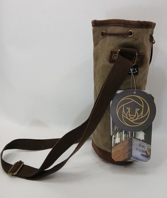 LEGACY - a Picnic Time brand Waxed Canvas Wine Tote Insulated Growler and Bot