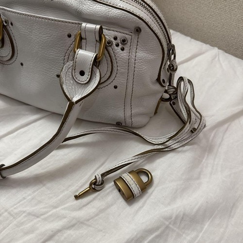 Chloe Hand Bag Tote Boston Bag Paddington Purse Leather White Authentic - Bild 21 von 24