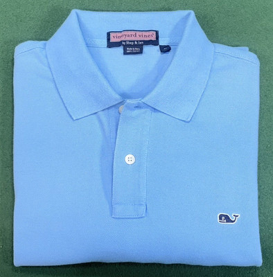 Vineyard Vines Mens Pique Polo Shirt, Medium,  Sky Blue, 100% Cotton, Pre-Owned