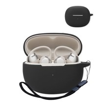 Silicone Charging Case Cover for Shokz OpenDots ONE Earbuds Black LED Lanyard