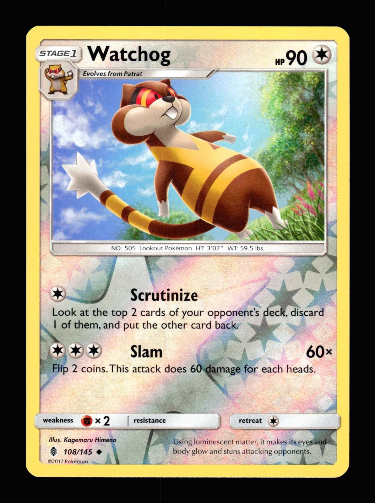Watchog 108/145 Reverse Holo Uncommon Guardians Rising Pokemon 2017 LP