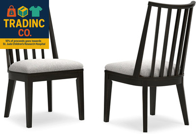 Galliden Urban Upholstered Armless Dining Chair, Set of 2, Black & Light Gray