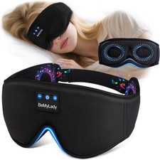 Sleep Mask with Bluetooth Headphone,100 Blackout, Zero Eye Pressure, Black