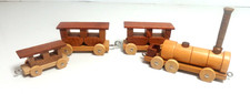 Vintage Wooden Train 4 Piece Set 15" Long Handmade Natural Wood Toy