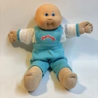 Vintage 1985 Cabbage Patch Kid Babies Bald Blue Eyes - Overalls and Shirt