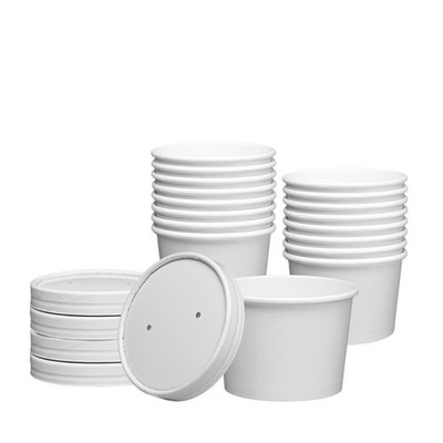 8 oz. White Paper Food Containers with Vented Lids [25 Count] To Go Hot Soup ...