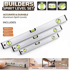 3 Piece Builders Spirit Level Aluminium DIY Tools Long Set 400 600 1000mm