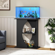 10 Gallon Fish Tank Stand with 3-Tier Storage Shelves - Black