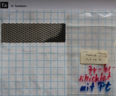 Tantal Metall 99,9% 20,23 Gramm Tantalum Metal Ir/Pt Coated Element 73