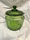 Anchor Hocking Princess Green Depression Glass Cookie Biscuit Jar with Lid