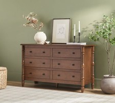 Brown Solid Wood 6-Drawer Dresser