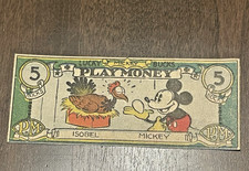 Lucky Bucks Play Money 1930  s Disney Mickey Mouse  Isobel 5 P.M. Bucks