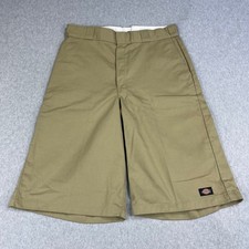 Dickies Workwear Shorts Mens Size 34 Khaki 13 Inch Inseam Loose Fit Heavyweight