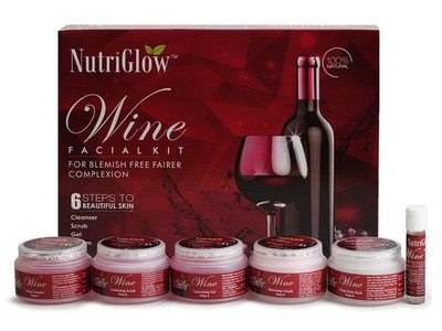 NutriGlow Wine Facial Kit for Women for Glowing Skin, 6-Pieces Skin Care Set