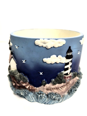 3D Lighthouse Large Coastal Scene Colorful Candle Holder