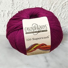 Cascade 220 Yarns Superwash Wool Yarn - Partial Ball Color Magenta 908