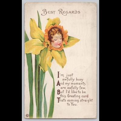 Antique Postcard Best Regards Daffodil Flower Greetings Ohio