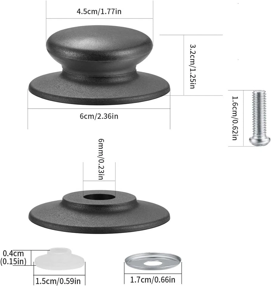 Bakelite Replacement Knob Casserole Handle Pan Lid Circular Handgrip Set of 2 - Image 2 of 4