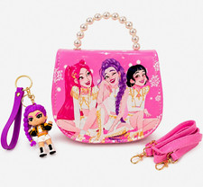 KPOP Girls Pink Purse Kids Crossbody Bag Mini Handbag Pearl Handle Keychain