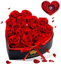 Forever Red Roses in a Heart Shaped Box 16 Preserved Flowers for Delivery 100 R