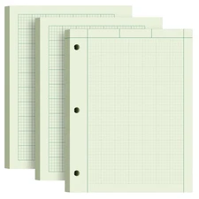 Engineering Paper 8.5 x 11, 3 Pack Engineering Notebook, 5x5 Quad Ruled, 3-Ho...
