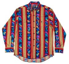 Vintage Wrangler Cowboy Cut Shirt Mens 16.5 35 Aztec Geometric Striped USA