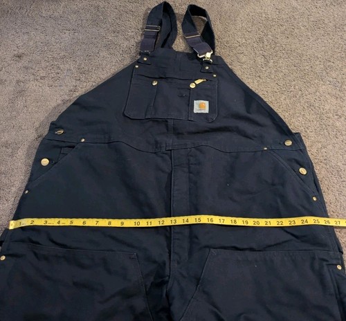 Carhartt R41 DNY Duck Zip to Thigh Bib Quilt Lined Overalls Navy Men's 50x32 - Picture 6 of 7