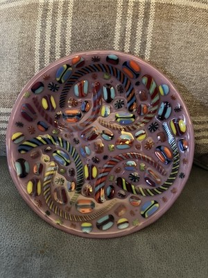 Jesse Gregg Fused Art Glass Candy Stripe Dish Priority Shipping