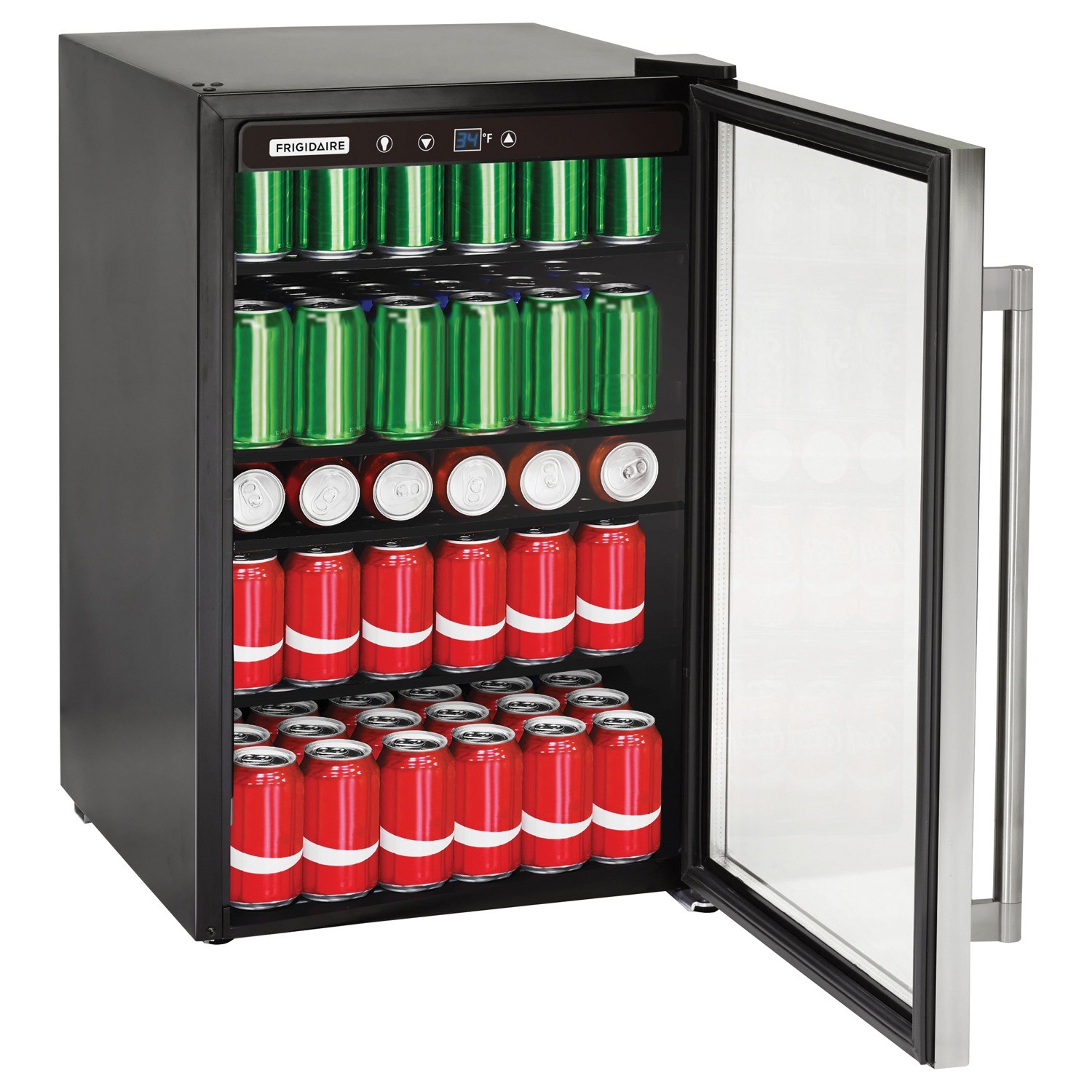 4.4 Cu Ft 126-Can Beverage Center Compact Refrigerator Stainless Steel Door