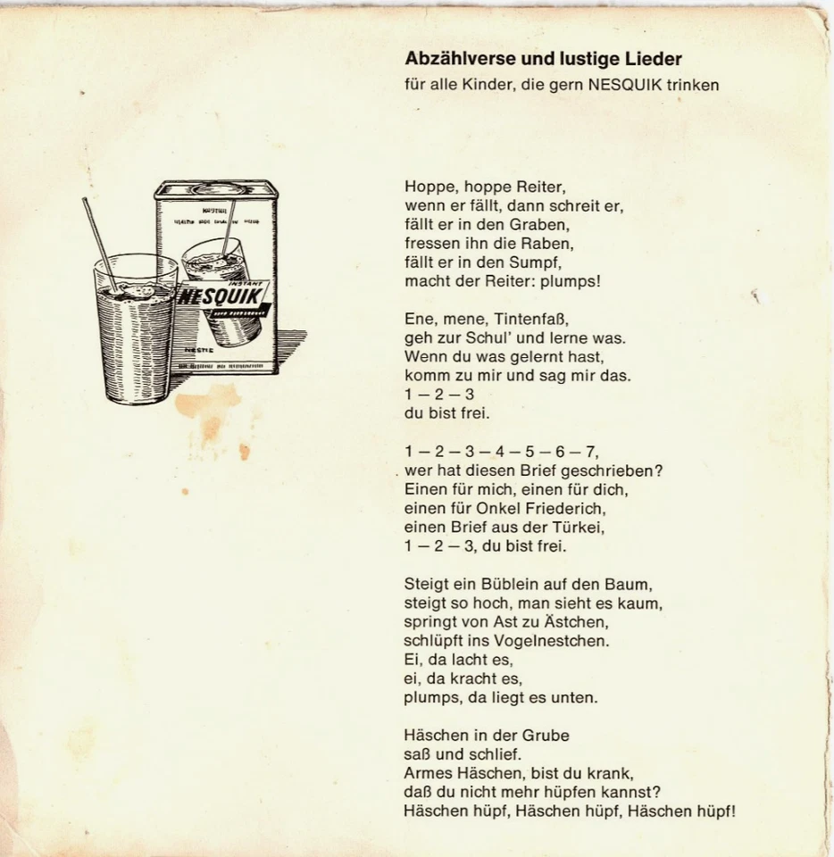 HOPPE HOPPE REITER - Abzählverse und lustige Kinderlieder - Nesquik Werbeflex - Bild 4 von 4