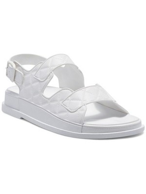 INC Womens White Adjustable Quilted Liyana Round Toe Buckle Slingback Sandal 7 M